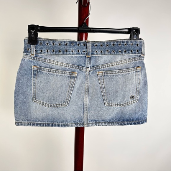 Danielle Guizio NY Sz S Low Rise Belted Denim Mini Skirt - Picture 4 of 9